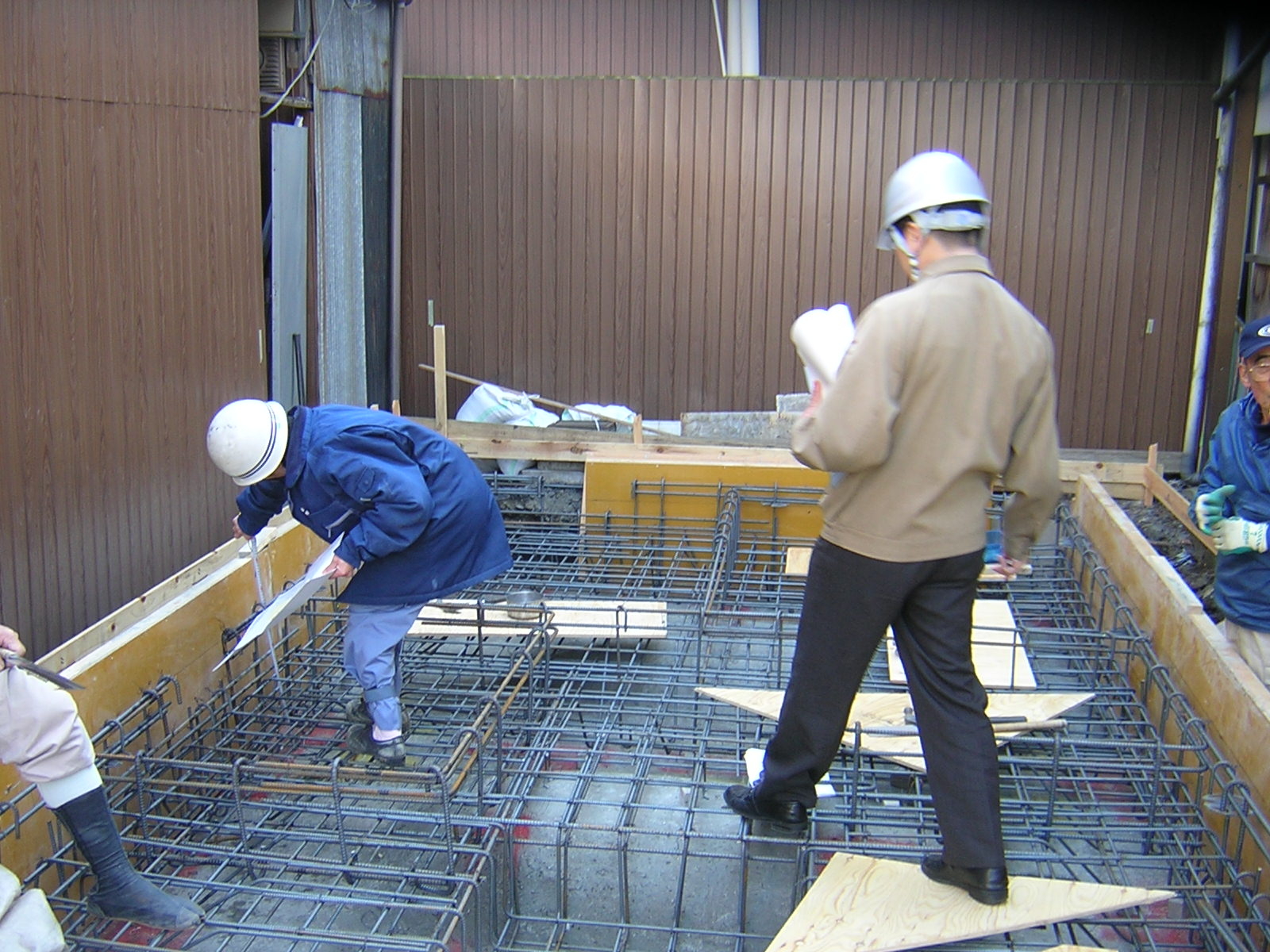 配筋検査中です。問題なく合格です。